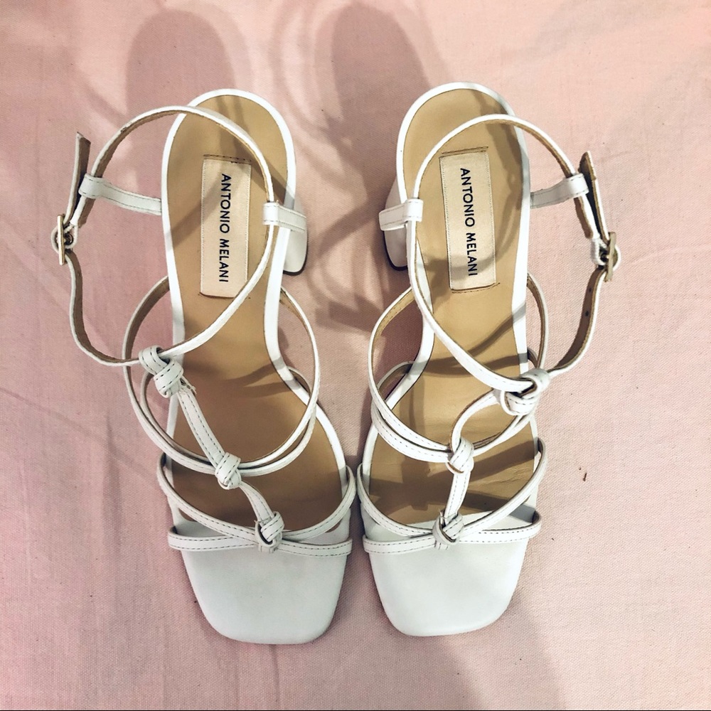 ANTONIO MELANI 3” white heeled sandals - Picture 5 of 6